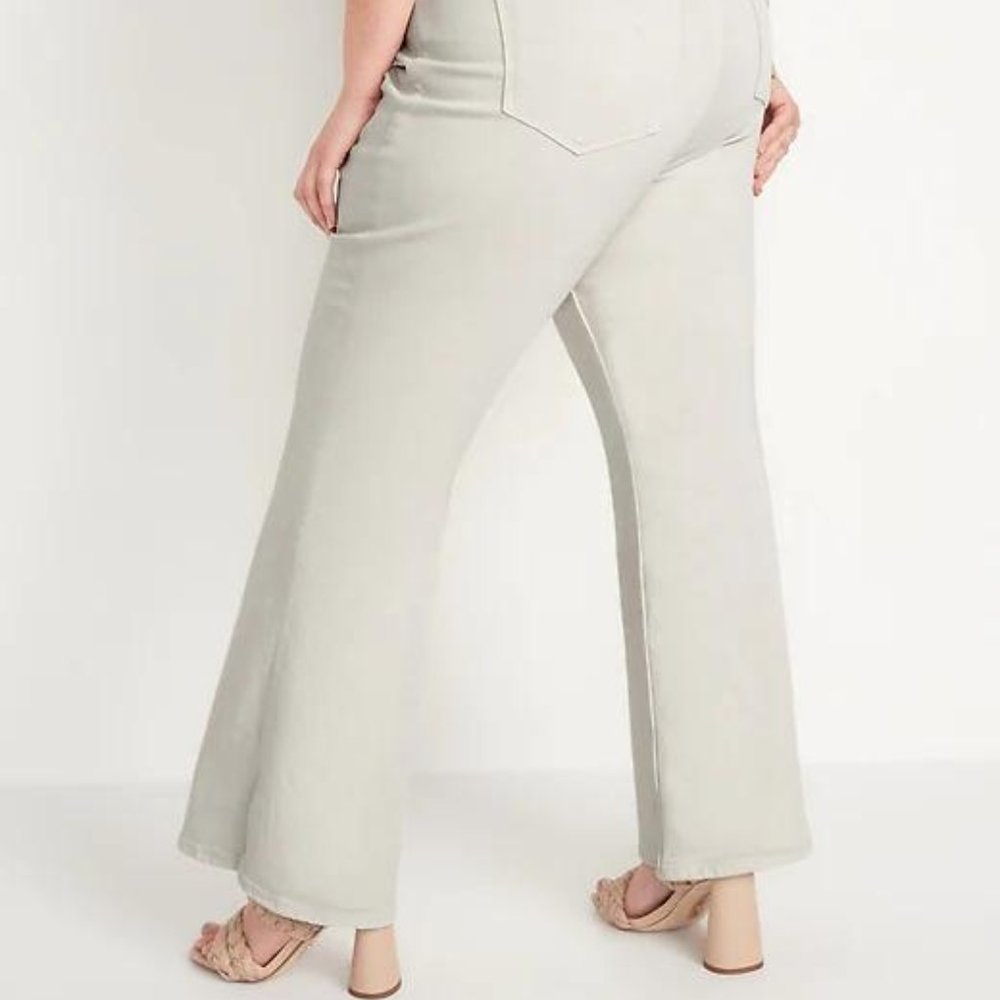 Old Navy Higher High-Rise Off-White Side-Split Flare Jeans for Women New - Picture 12 of 12